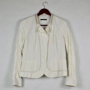 ELIE TAHARI Soft White Jacket w Stitching & Metal